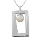 Sterling Silver Freshwater Cultured Pearl Rectangle Pendant, Women's, Size: 18, White