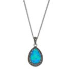 Tori Hill Sterling Silver Simulated Blue Opal Doublet & Marcasite Teardrop Pendant Necklace, Women's