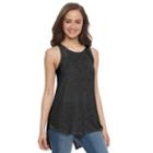 Juniors' So&reg; Lace Trim Split-back Tank, Teens, Size: Medium, Black