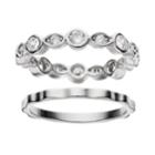 Cubic Zirconia Silver-plated Wavy Ring Set, Women's, White