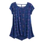 Girls 7-16 & Plus Size So&reg; Patterned Cageback Handkerchief Hem Legging Tee, Size: 16, Brt Orange