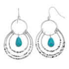 Silver Tone Nickel Free Muti-hoop & Teardrop Earrings, Women's, Turq/aqua