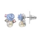 Lc Lauren Conrad Blue Flower & Simulated Pearl Cluster Stud Earrings, Women's