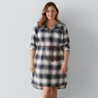 Plus Size Sonoma Goods For Life&trade; Plaid Flannel Shirtdress, Women's, Size: 16 W, Dark Grey