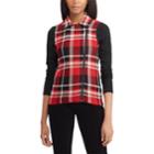 Women's Chaps Plaid Asymmetrical-zip Vest, Size: Small, Red