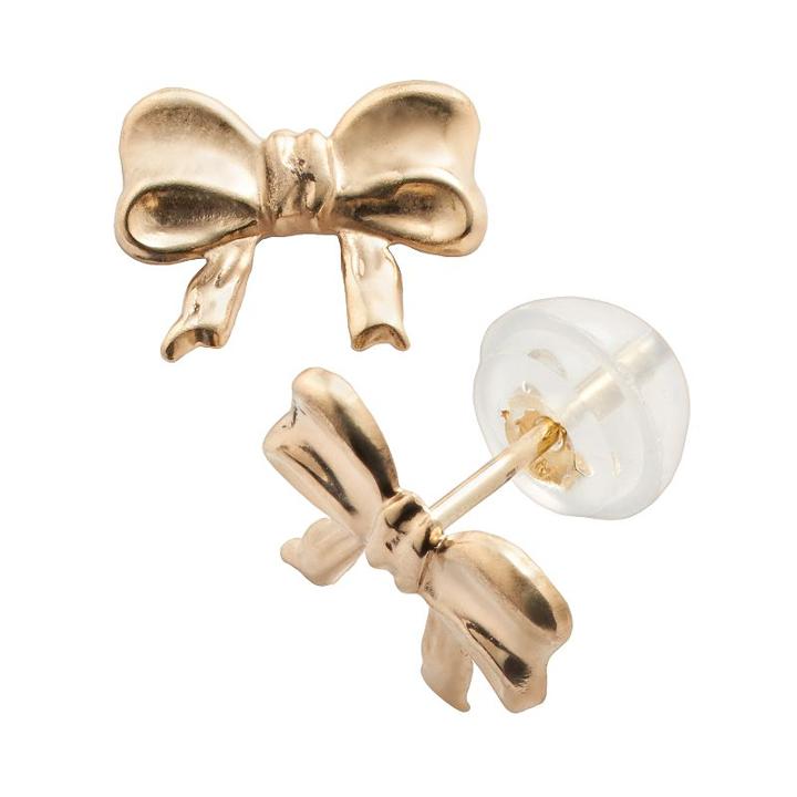 Junior Jewels 14k Gold Bow Stud Earrings - Kids, Girl's, Yellow
