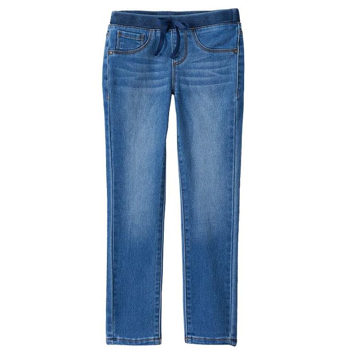 Girls 4-6x Squeeze Ribbed Waistband Skinny Jeans, Girl's, Size: 7, Med Blue