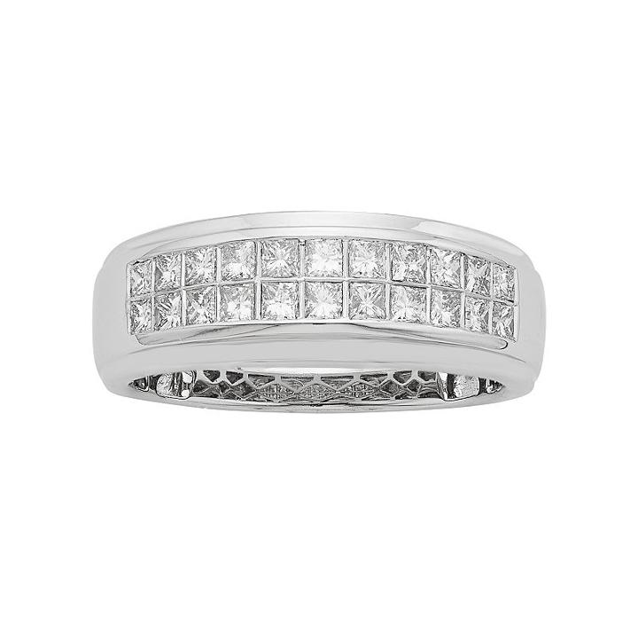 Men's 14k White Gold Igl Certified 1 Carat T.w. Diamond Wedding Band, Size: 9