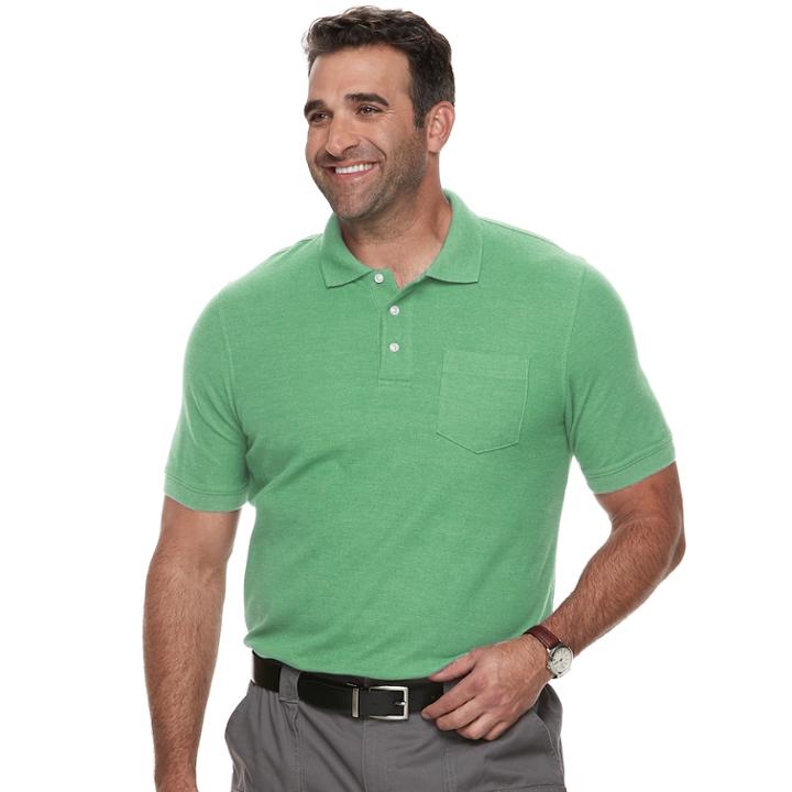 Big & Tall Croft & Barrow&reg; Classic-fit Easy-care Pique Performance Pocket Polo, Men's, Size: L Tall, Med Green