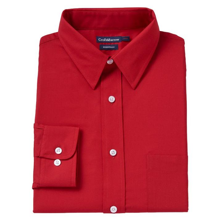 Big & Tall Croft & Barrow Fitted Checked Dress Shirt, Men's, Size: 14.5-32/33, Med Red