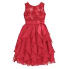 Girls 7-16 & Plus Size American Princess Floral Sequin Soutache Ruffle Dress, Girl's, Size: 18 1/2, Med Red