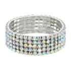 Simulated Crystal 5-row Stretch Bracelet, Women's, Silver