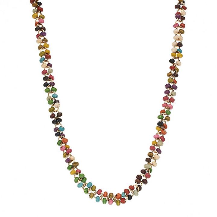 Mudd&reg; Gold Tone Seed Bead Long Necklace, Women's, Multicolor