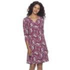 Women's Croft & Barrow&reg; Printed Pullover Dress, Size: Medium, Med Purple