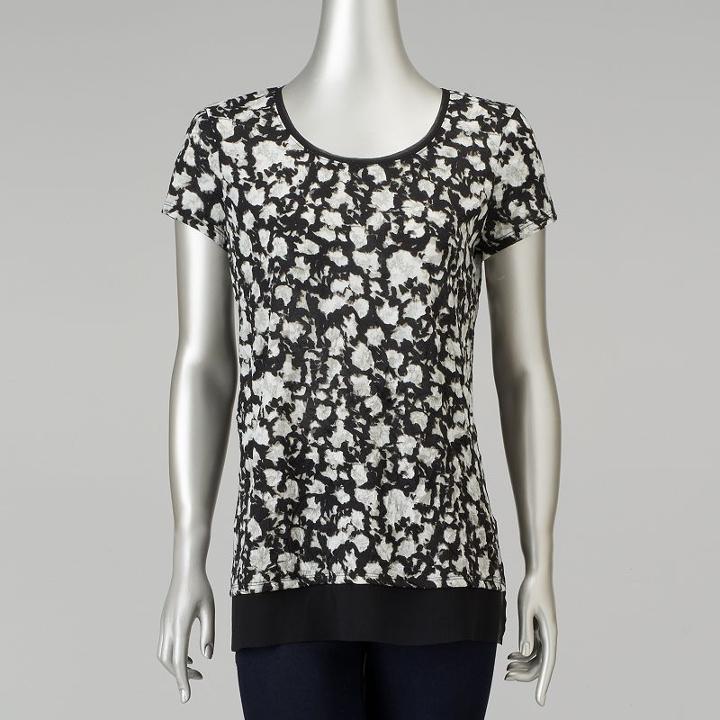 Women's Simply Vera Vera Wang Crinkle Tee, Size: Large, Oxford