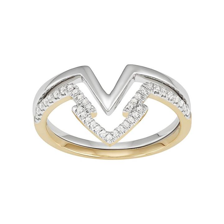 Two Tone 14k Gold 1/4 Carat T.w. Diamond Arrow Stack Ring Set, Women's, Size: 7, Multicolor