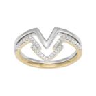 Two Tone 14k Gold 1/4 Carat T.w. Diamond Arrow Stack Ring Set, Women's, Size: 7, Multicolor