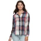 Juniors' Mudd&reg; Plaid Flannel Shirt, Teens, Size: Medium, Med Red