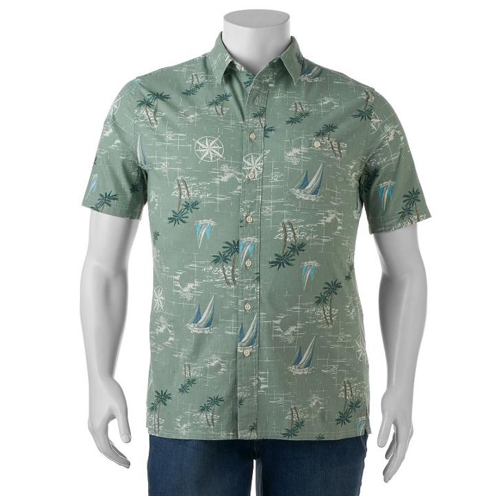 Big & Tall Croft & Barrow&reg; Classic-fit Tropical Button-down Shirt, Men's, Size: 3xl Tall, Med Green