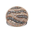 Lavish By Tjm 14k Rose Gold Over Silver And Sterling Silver Crystal Striped Ring - Made With Swarovski Marcasite, Women's, Size: 9, Black