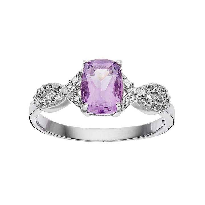 Radiant Gem Amethyst Sterling Silver Infinity Ring, Women's, Size: 7, Purple