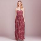 Lc Lauren Conrad Dress Up Shop Collection Floral Strapless Maxi Dress - Women's, Size: 6, Drk Purple