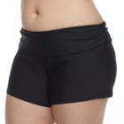 Plus Size N Solid Roll Top Thigh Minimizer Swim Shorts, Women's, Size: 1xl, Black
