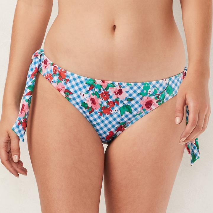 Women's Lc Lauren Conrad Beach Shop Side-tie Bikini Bottoms, Size: Medium, Brt Blue