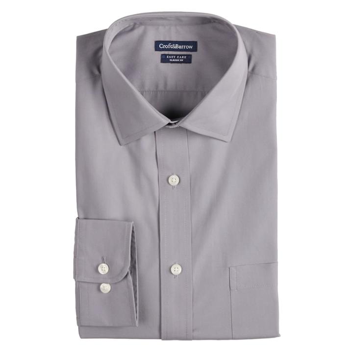 Men's Croft & Barrow&reg; Regular-fit Easy-care Spread-collar Dress Shirt, Size: 18.5 36/37, Dark Grey
