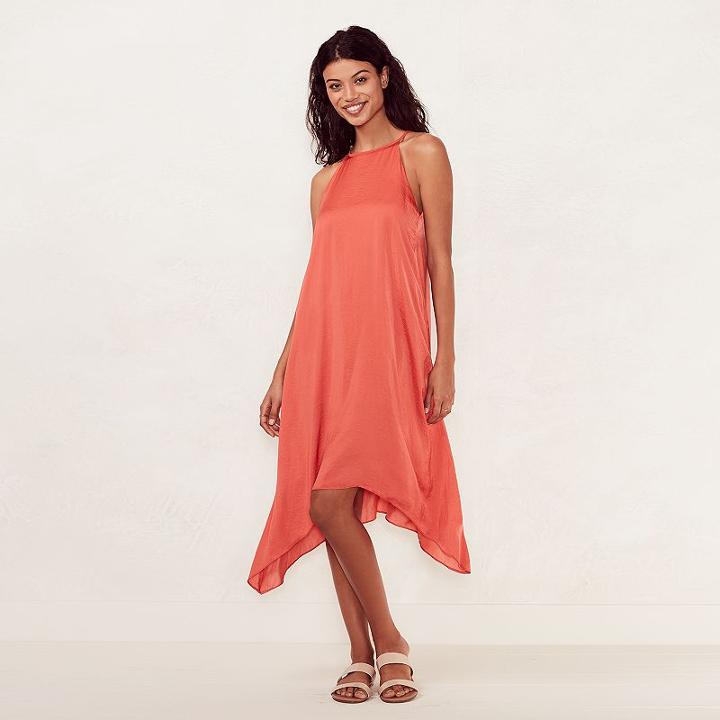 Women's Lc Lauren Conrad Halter Slip Dress, Size: Small, Orange Oth