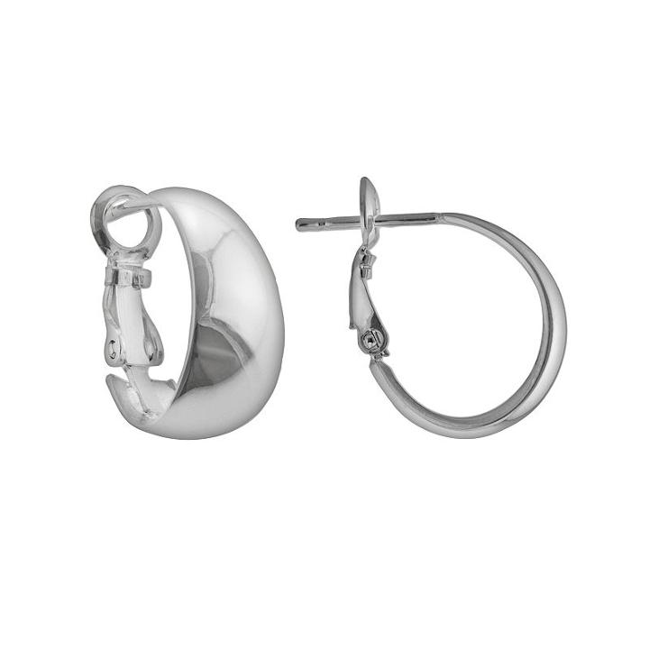 Silver Plated J-hoop Earrings, Women's, Grey