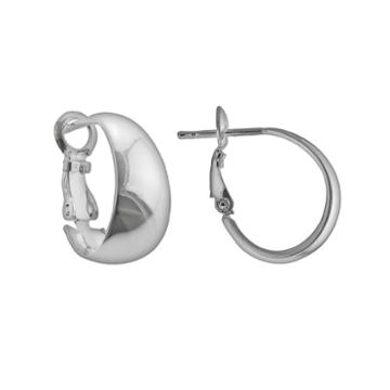 Silver Plated J-hoop Earrings, Women's, Grey