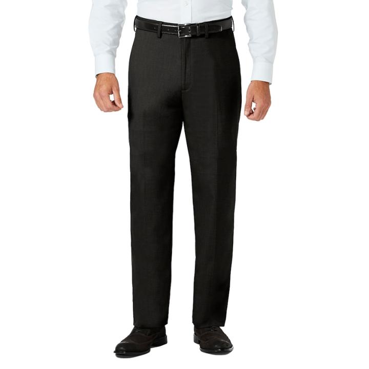 Men's J.m. Haggar Premium Classic-fit Stretch Sharkskin Flat-front Hidden Expandable Waist Dress Pants, Size: 42x30, Black
