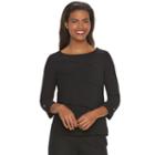 Women's Dana Buchman Print Asymmetrical Tier Top, Size: Xl, Black