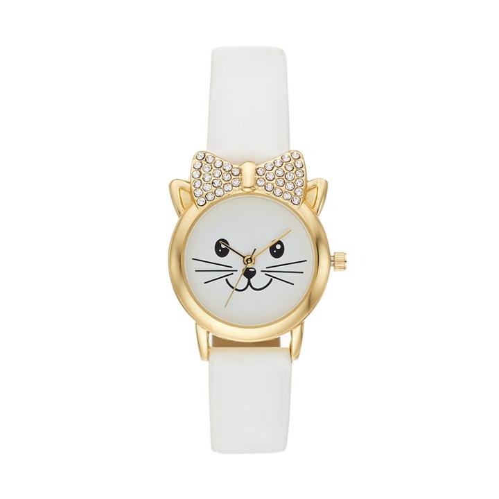 Women's Crystal Cat Watch, Size: Small, White