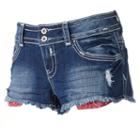 Juniors' Almost Famous Exposed Pocket Shortie Jean Shorts, Girl's, Size: 1, Dark Blue