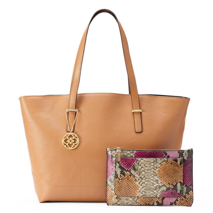Mondani Barret Pouch & Tote Set, Women's, Beig/green (beig/khaki)