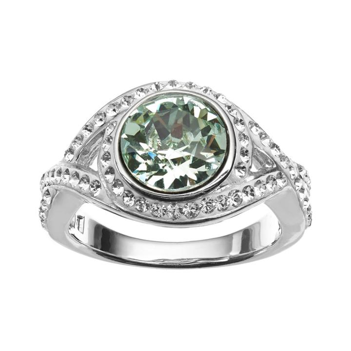 Silver-plated Crystal Crisscross Halo Ring, Women's, Green