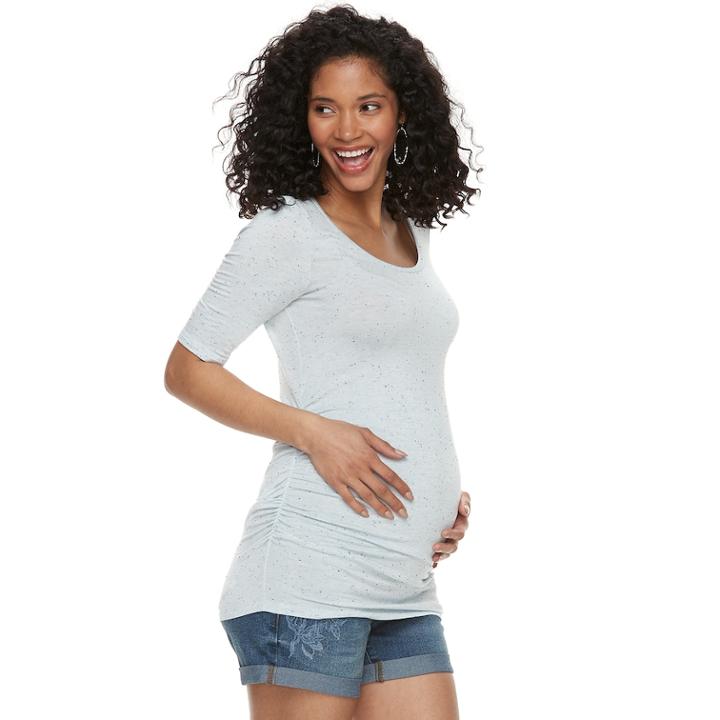 Maternity A:glow Scoopneck Ruched Tee, Women's, Size: Xxl-mat, Light Blue