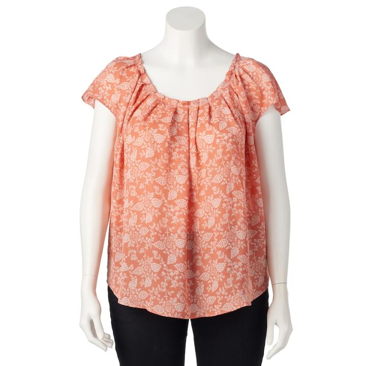 Plus Size Lc Lauren Conrad Love, Lauren Pleated Top, Women's, Size: 3xl, Pink
