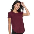 Juniors' Pink Republic Lace-up Short Sleeve Tee, Teens, Size: Large, Brt Red