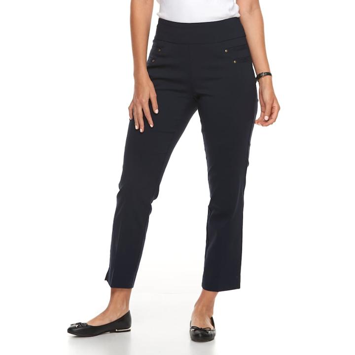 Women's Briggs Millennium Pull-on Ankle Pants, Size: 10, Blue (navy)