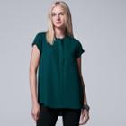 Women's Simply Vera Vera Wang Chiffon High-low Top, Size: Xl, Green