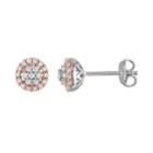 Stella Grace Two Tone Sterling Silver 1/4 Carat T.w. Diamond Halo Stud Earrings, Women's, White