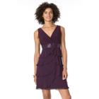 Women's Chaps Sequin Chiffon Tiered Evening Dress, Size: 14, Purple