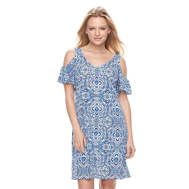 Women's Msk Cold-shoulder Shift Dress, Size: Xl, Blue Other