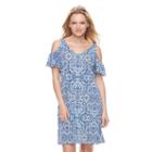 Women's Msk Cold-shoulder Shift Dress, Size: Xl, Blue Other