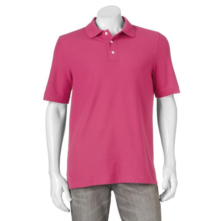Men's Croft & Barrow&reg; Performance Pique Polo, Size: Large, Pink