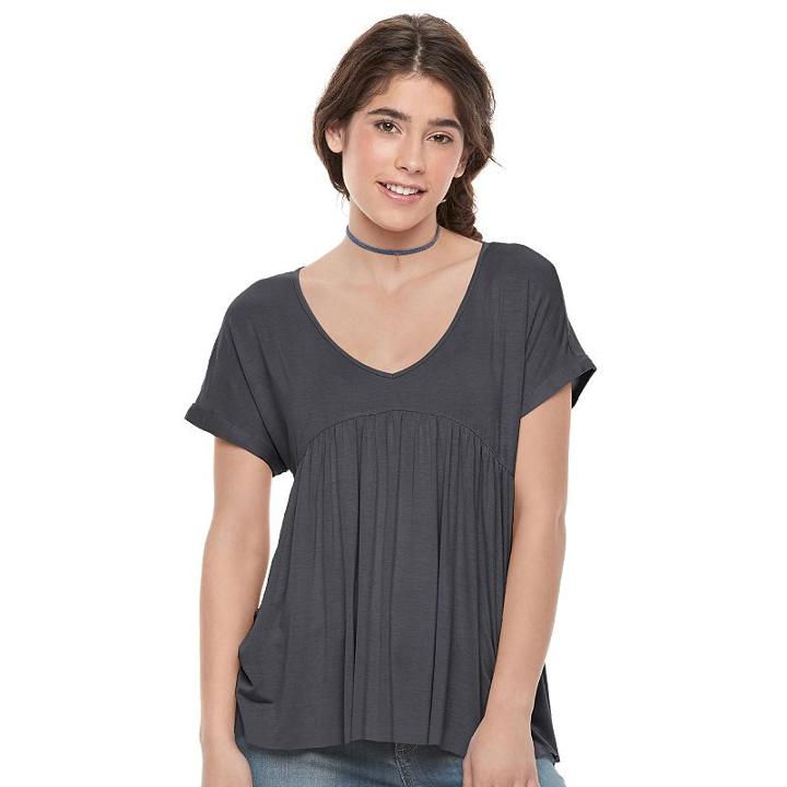 Juniors' Mudd&reg; Empire Swing Tee, Girl's, Size: Medium, Grey (charcoal)