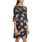 Women's Chaps Floral Bell-sleeve Sheath Dress, Size: Small, Black